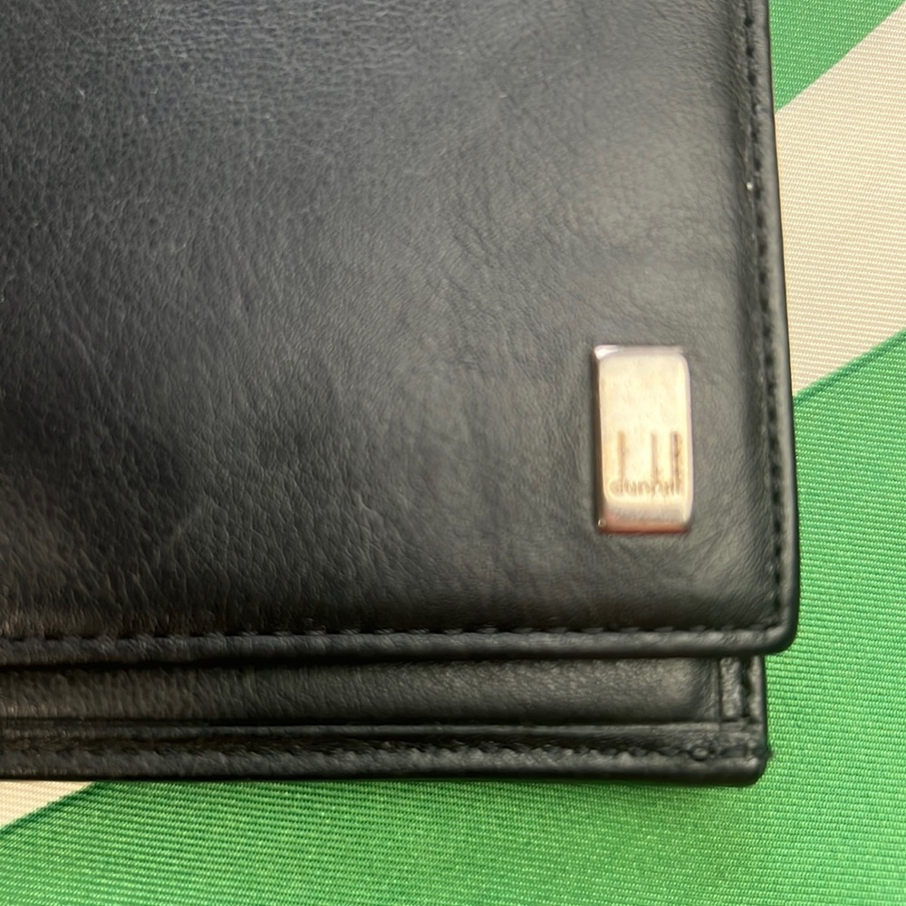 Auth. Dunhill Black Leather Long Bifold Wallet Card Bill holder Roomy Heavy duty - Picture 8 of 17